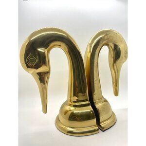 Mid Century Brass Swan Head Book Ends Made in India - Vintage Mid century Modern
